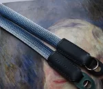 Bamboo Royal Blue is a handmade camera neck strap made with Japanese kumihimo silk and genuine leather. Comfortable, durable, and ideal for premium cameras.